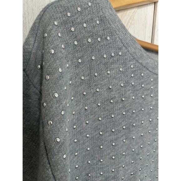 Michael Kors Womens Short Sleeve Top Grey Size Small Silver Embellish Cuff - Picture 4 of 7